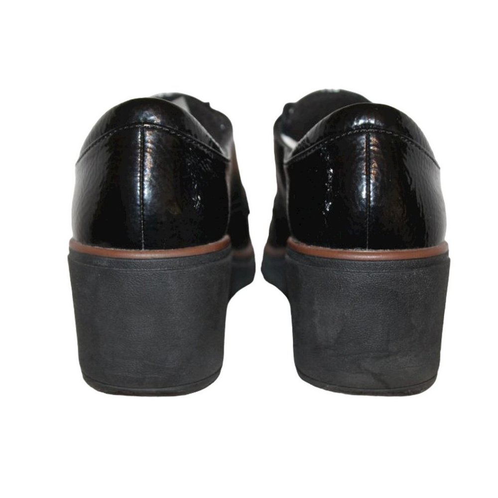 CLARKS COLLECTION Womens Black Patent Pebbled Leather Wedge SHOES Lace-up ~Sz 6M - Picture 4 of 7